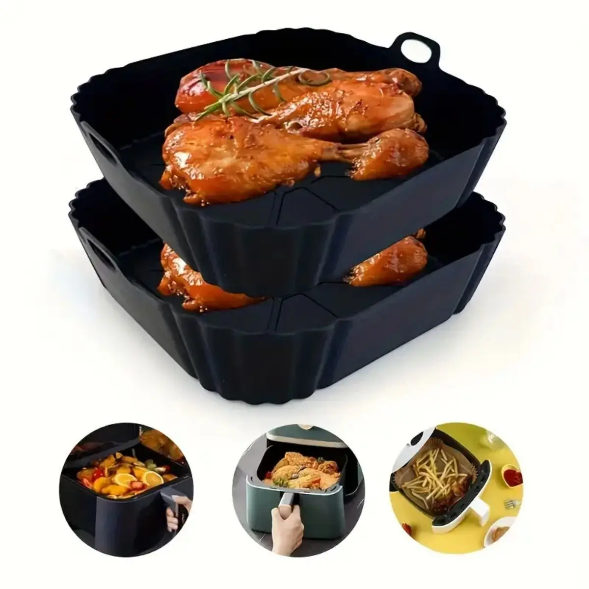 Reusable Air Fryer Silicone Po - đánh giá và giá Food Storage With Dividers